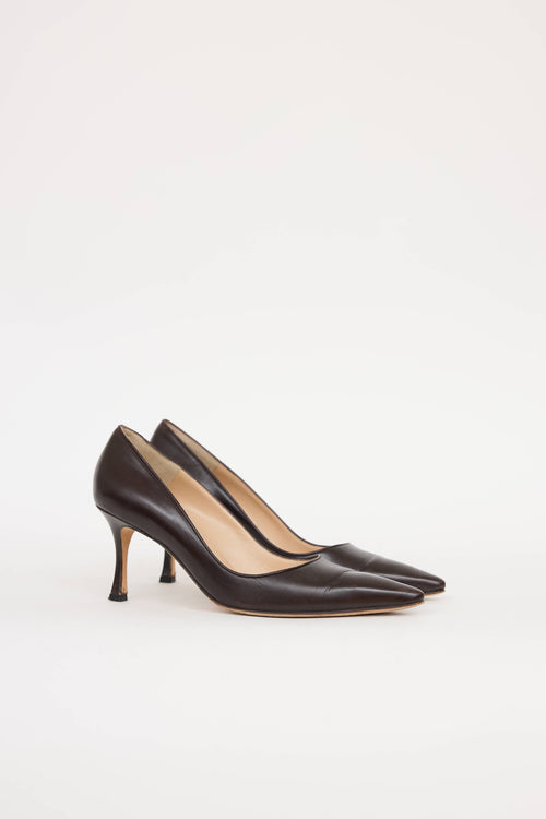Manolo Blahnik Leather Pointed Toe Pump