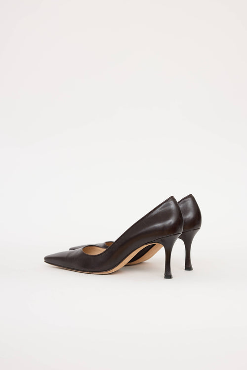 Manolo Blahnik Leather Pointed Toe Pump