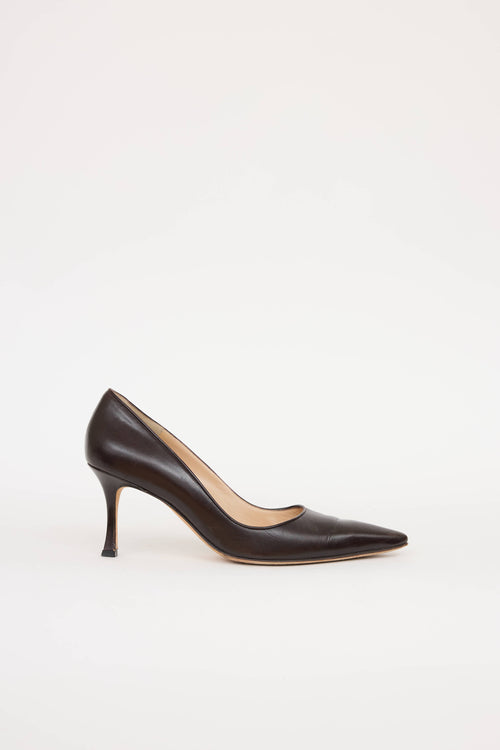 Manolo Blahnik Leather Pointed Toe Pump