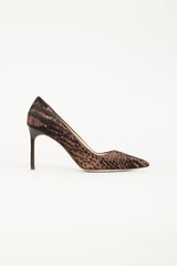 Manolo Blahnik Brown Patterned Textured Pump