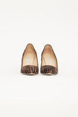 Manolo Blahnik Brown Patterned Textured Pump
