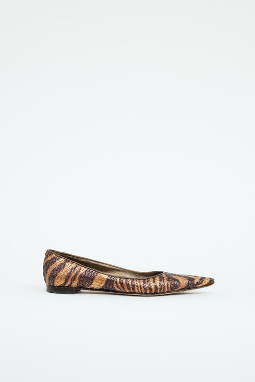 Manolo Blahnik Patterned Sequin Flat