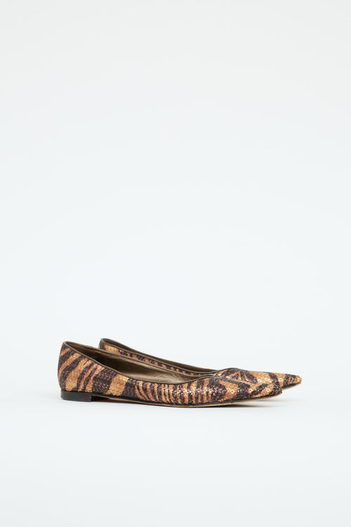 Manolo Blahnik Patterned Sequin Flat