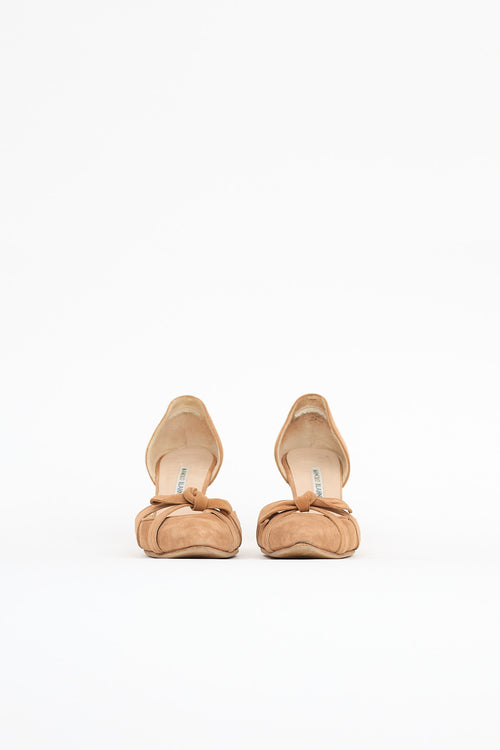 Manolo Blahnik Knot Suede Pump
