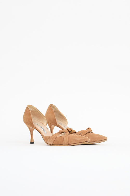 Manolo Blahnik Knot Suede Pump