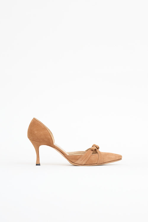 Manolo Blahnik Knot Suede Pump