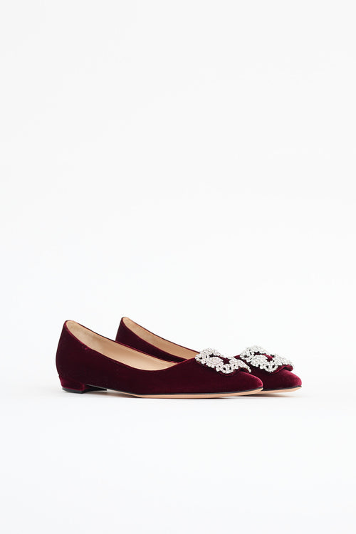 Manolo Blahnik Hangisi Velvet Flat