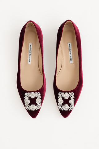 Manolo Blahnik Hangisi Velvet Flat