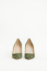 Manolo Blahnik Green Suede Point Pump