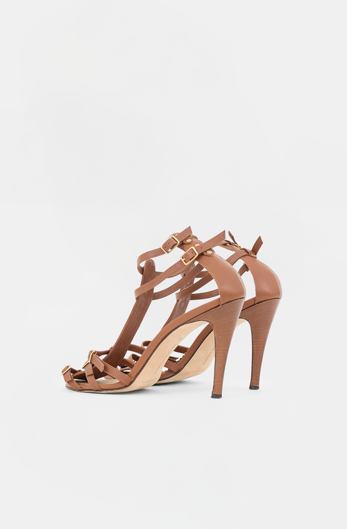 Manolo Blahnik Leather Buckled T-Strap Sandal