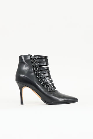 Manolo Blahnik Leather Lace Up Boot