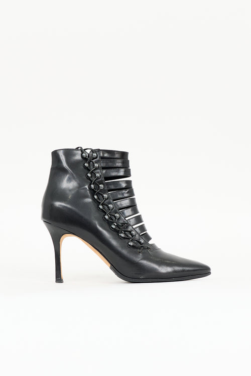 Manolo Blahnik Leather Lace Up Boot