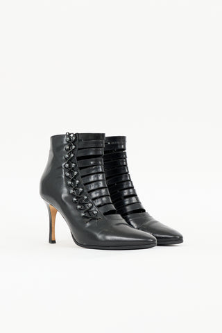 Manolo Blahnik Leather Lace Up Boot