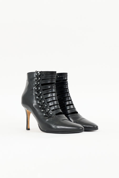 Manolo Blahnik Leather Lace Up Boot
