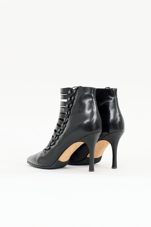 Manolo Blahnik Leather Lace Up Boot