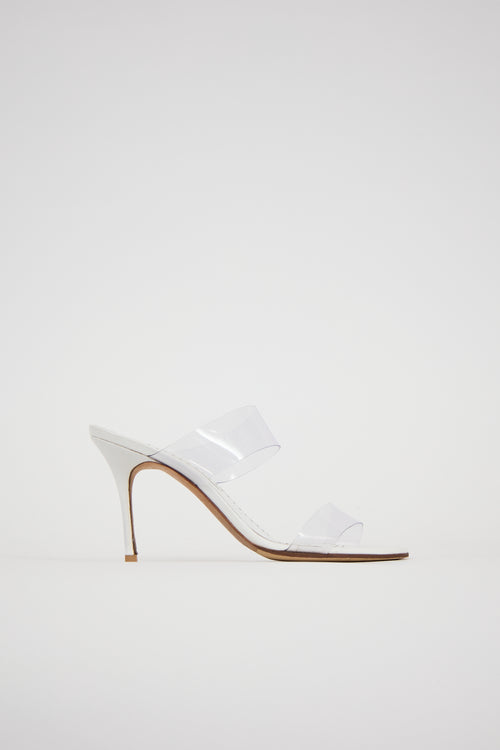 Manolo Blahnik Leather & PVC Scolto Sandal
