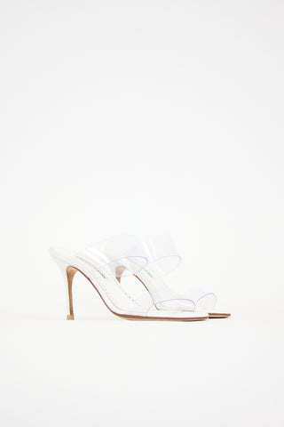 Manolo Blahnik Leather & PVC Scolto Sandal