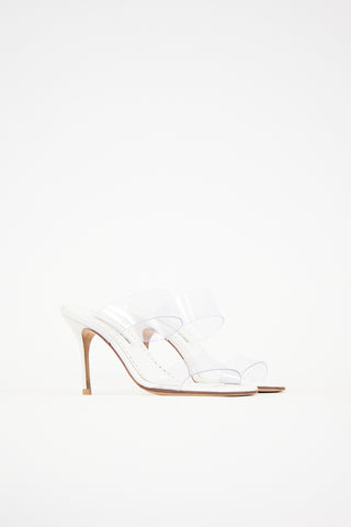 Manolo Blahnik Leather & PVC Scolto Sandal