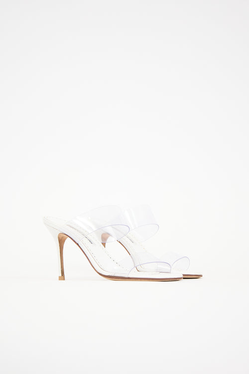 Manolo Blahnik Leather & PVC Scolto Sandal