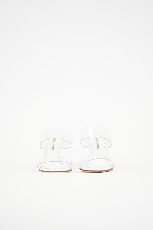 Manolo Blahnik Leather & PVC Scolto Sandal