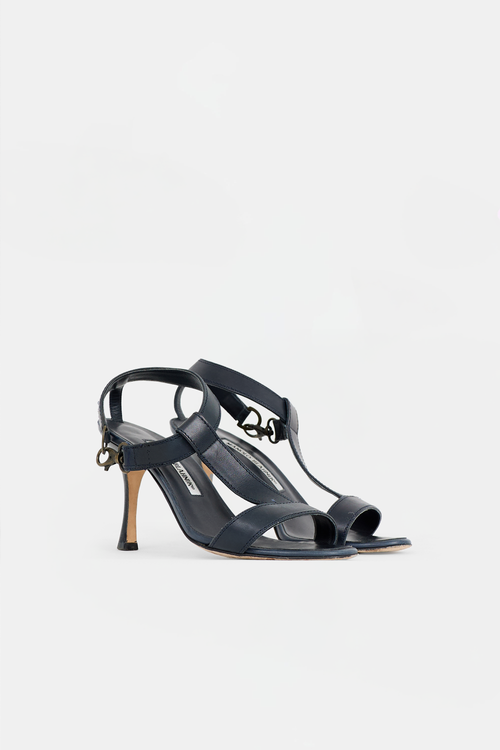 Manolo Blahnik Leather T-Strap Sandal