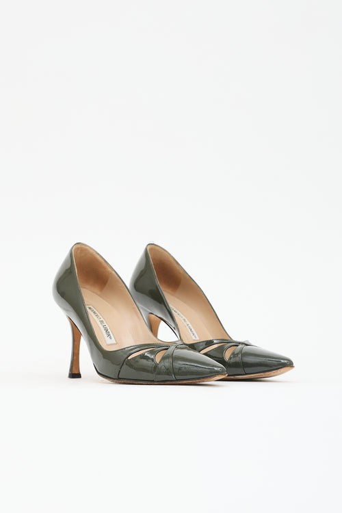 Manolo Blahnik Patent Cutout Pump