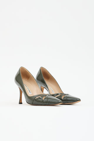 Manolo Blahnik Patent Cutout Pump