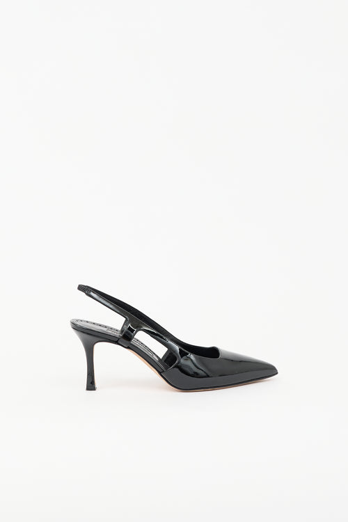 Manolo Blahnik Patent Cut Out Bretto Pump