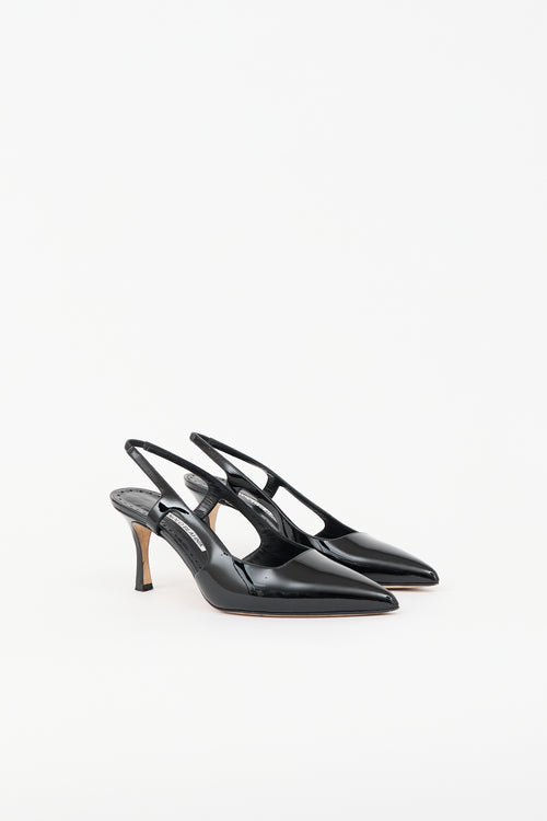 Manolo Blahnik Patent Cut Out Bretto Pump