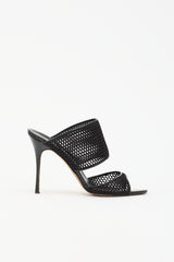 Manolo Blahnik Patent & Mesh Sandal