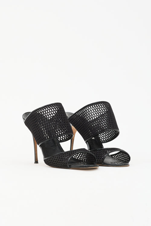 Manolo Blahnik Patent & Mesh Sandal