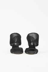 Manolo Blahnik Patent & Mesh Sandal