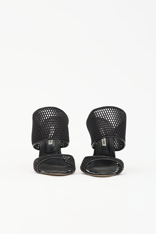 Manolo Blahnik Patent & Mesh Sandal