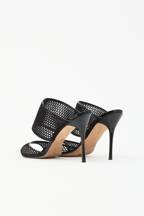 Manolo Blahnik Patent & Mesh Sandal