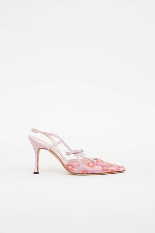 Manolo Blahnik Floral Slingback Pump