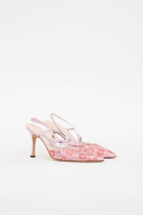 Manolo Blahnik Floral Slingback Pump
