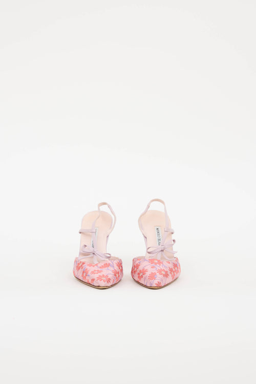Manolo Blahnik Floral Slingback Pump