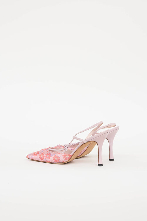 Manolo Blahnik Floral Slingback Pump
