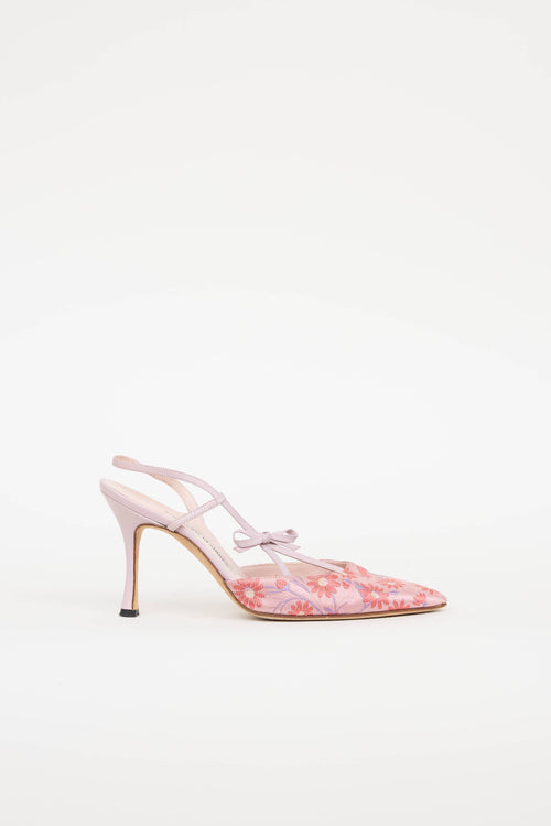 Manolo Blahnik Floral Slingback Pump