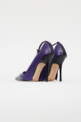 Manolo Blahnik Purple & Black Leather Flap Pump