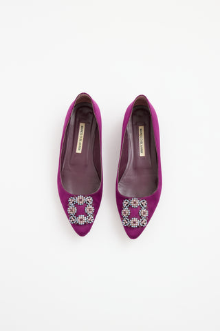 Manolo Blahnik Purple Satin Hangisi Flat