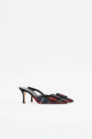 Manolo Blahnik Plaid Maysale Mule