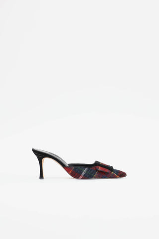 Manolo Blahnik Plaid Maysale Mule