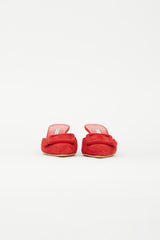 Manolo Blahnik Red Suede Maysale 50 Buckle Mule