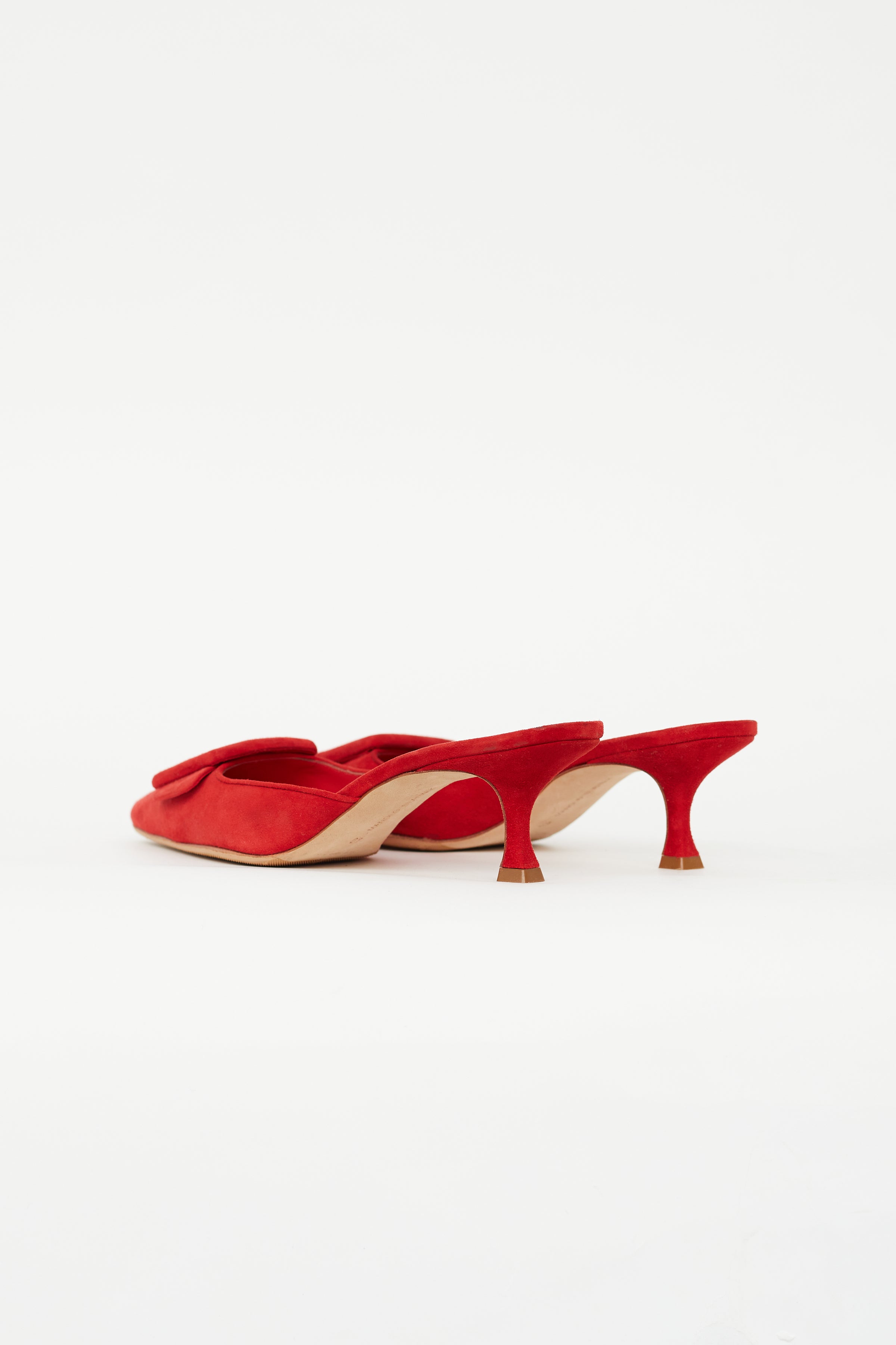 Manolo Blahnik // Red Suede Maysale 50 Buckle Mule – VSP Consignment