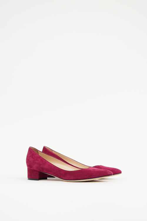 Manolo Blahnik Red Suede Listony Pump