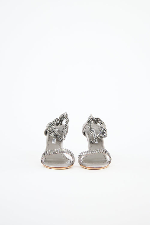 Manolo Blahnik Satin Bashifa Crystal Strap Sandal