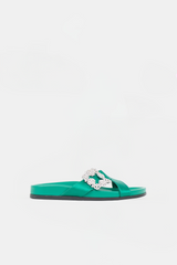 Manolo Blahnik Satin Chilanghi Embellished Sandal