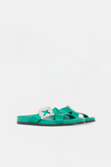 Manolo Blahnik Satin Chilanghi Embellished Sandal
