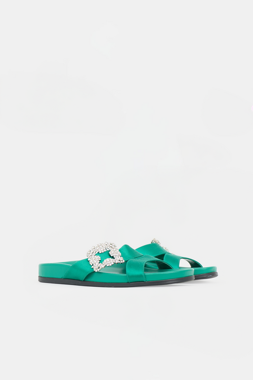 Manolo Blahnik Satin Chilanghi Embellished Sandal